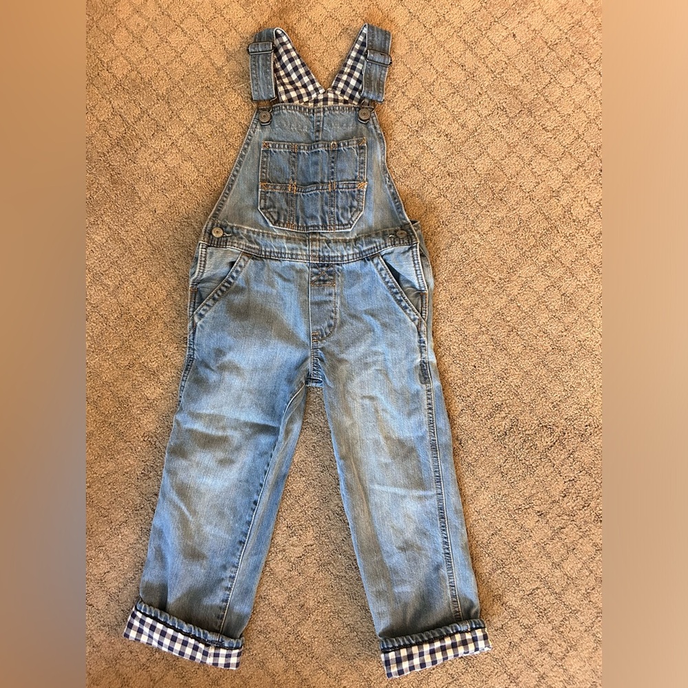 GAP toddler boys plaid/gingham overalls 5t